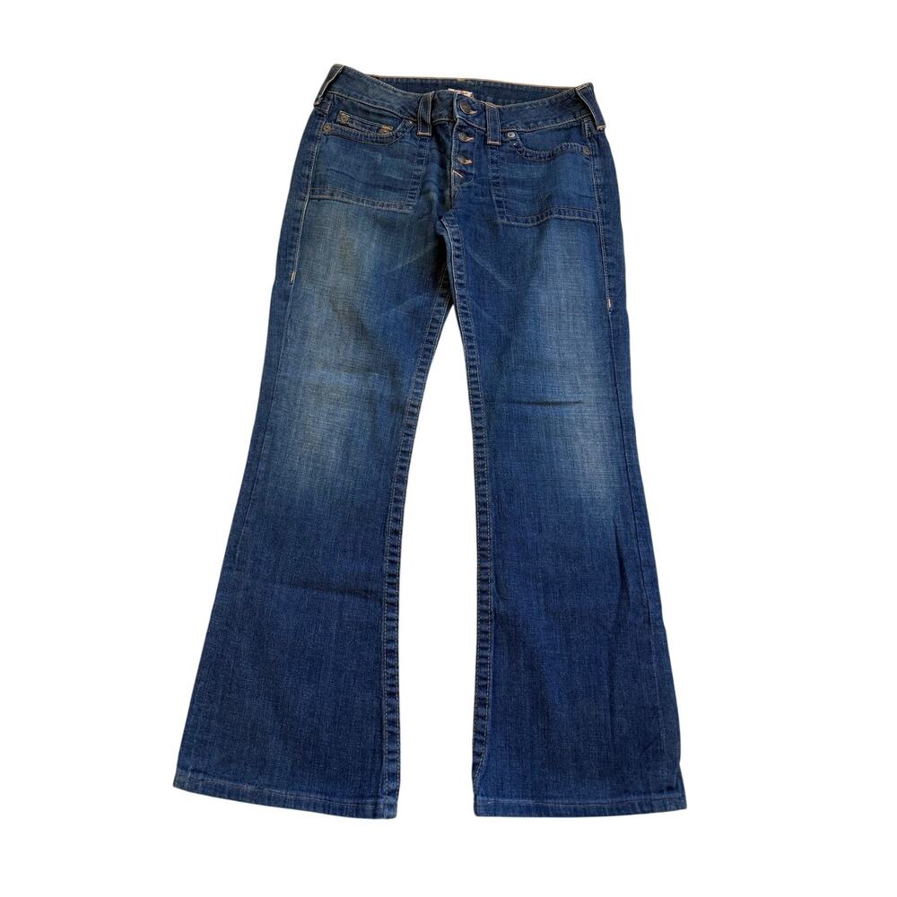 True Religion 3 Button Bootcut Denim Jeans Womens Size 32 Blue Vintage Y2K